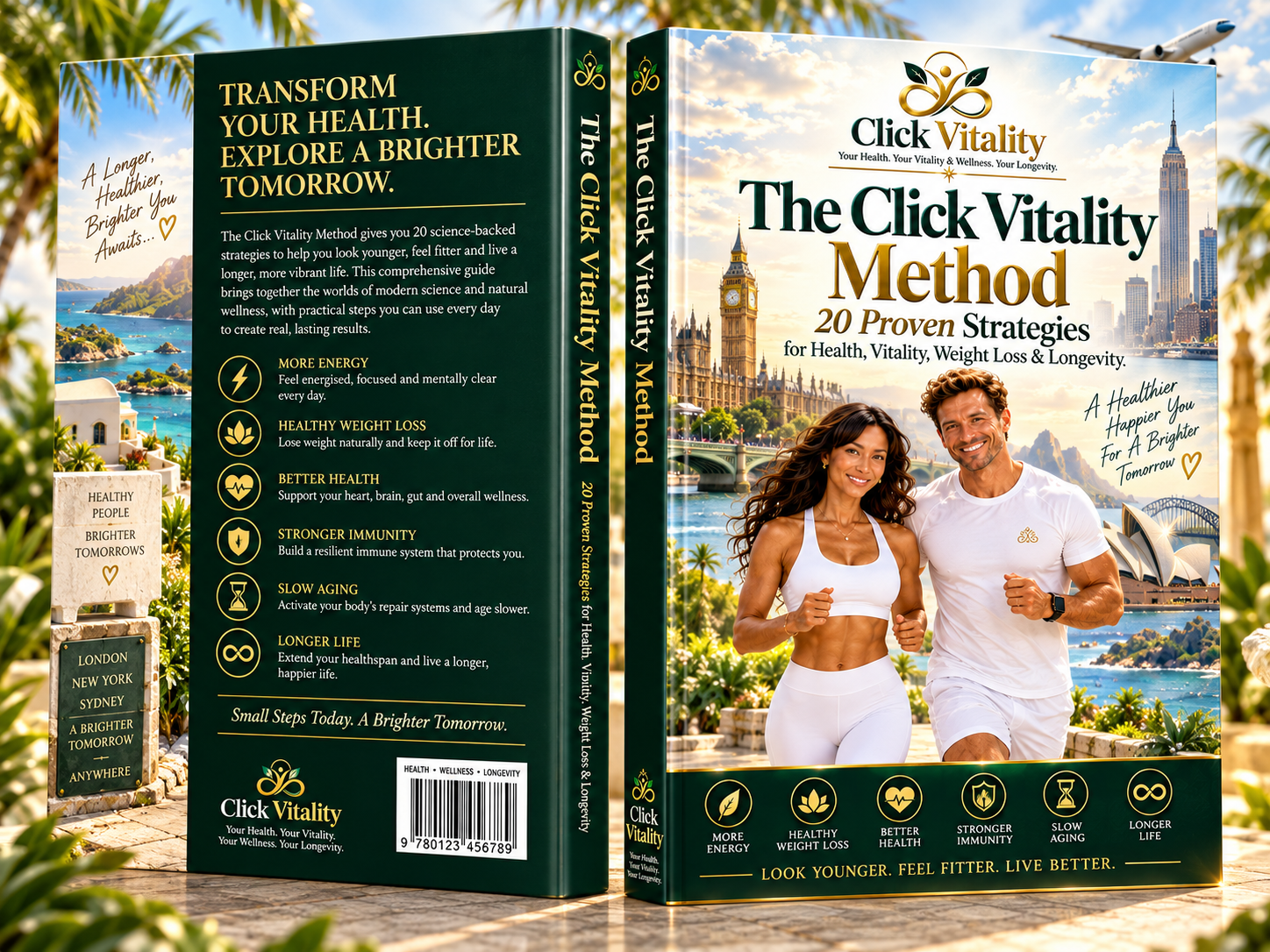 The Click Vitality Method — 20 Proven Strategies for Health, Vitality, Weight Loss and Longevity, premium hardcover front and back cover